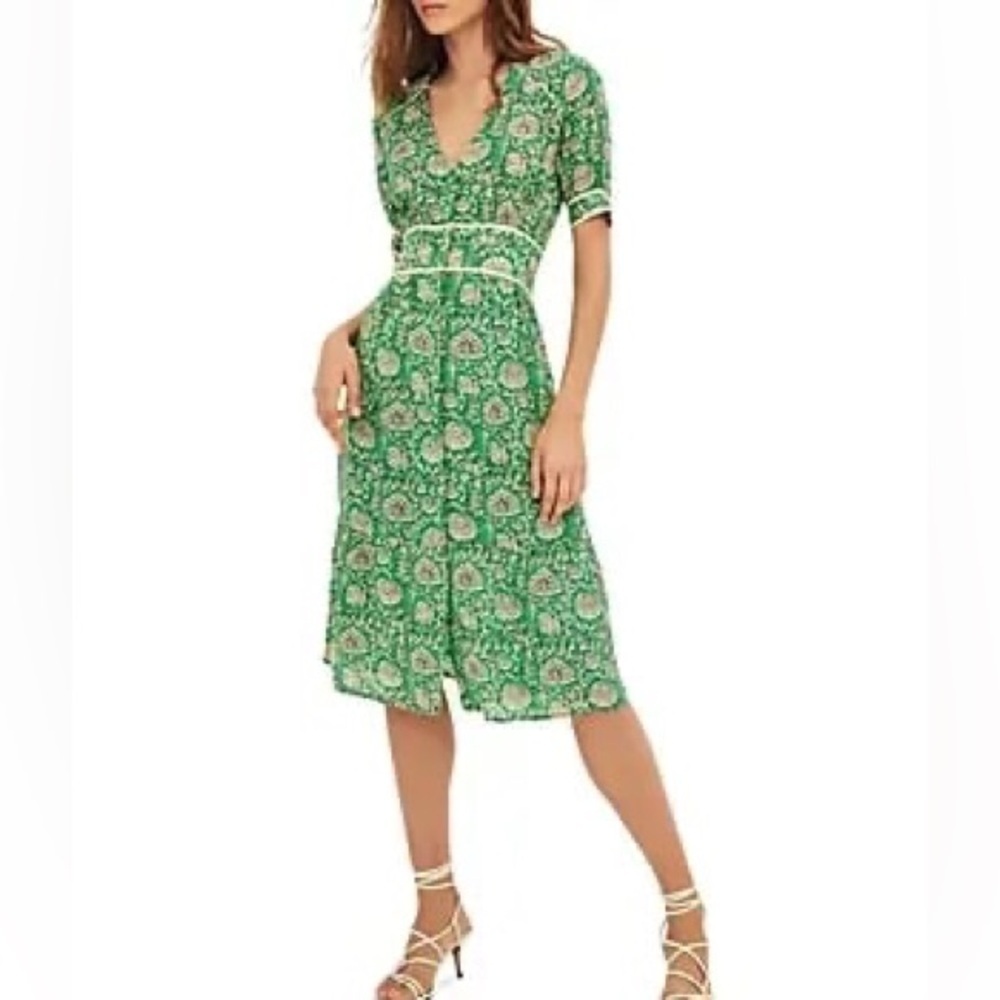 Ba&sh Plume Printed Floral Boho Printed Buttoned Down Midi Dress Size 4